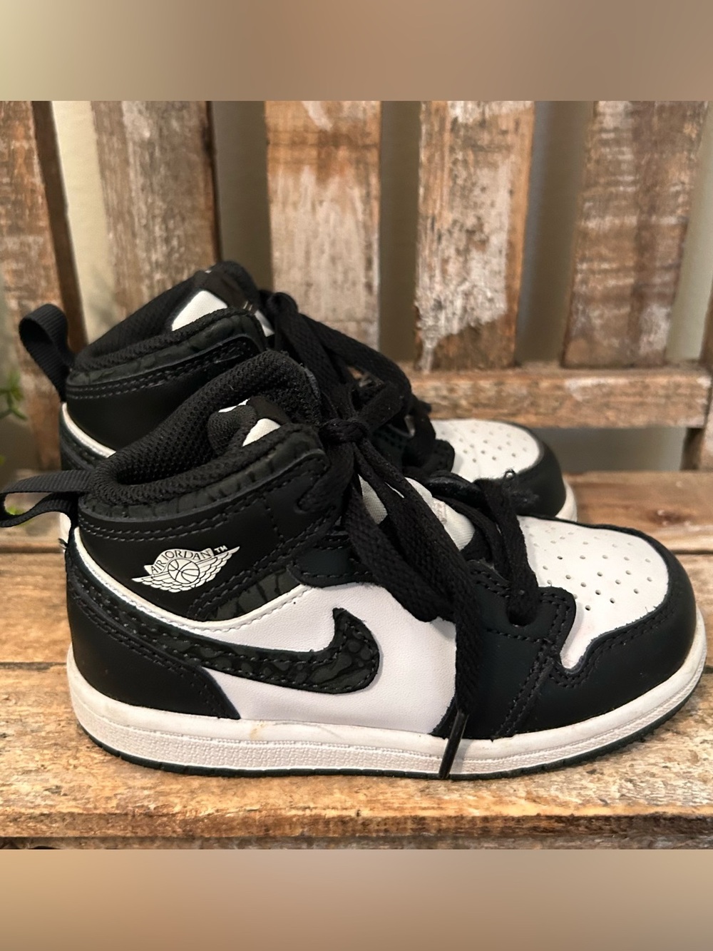 Air Jordan 1 Mid Panda Black White Sneakers Shoes Toddler 8C
